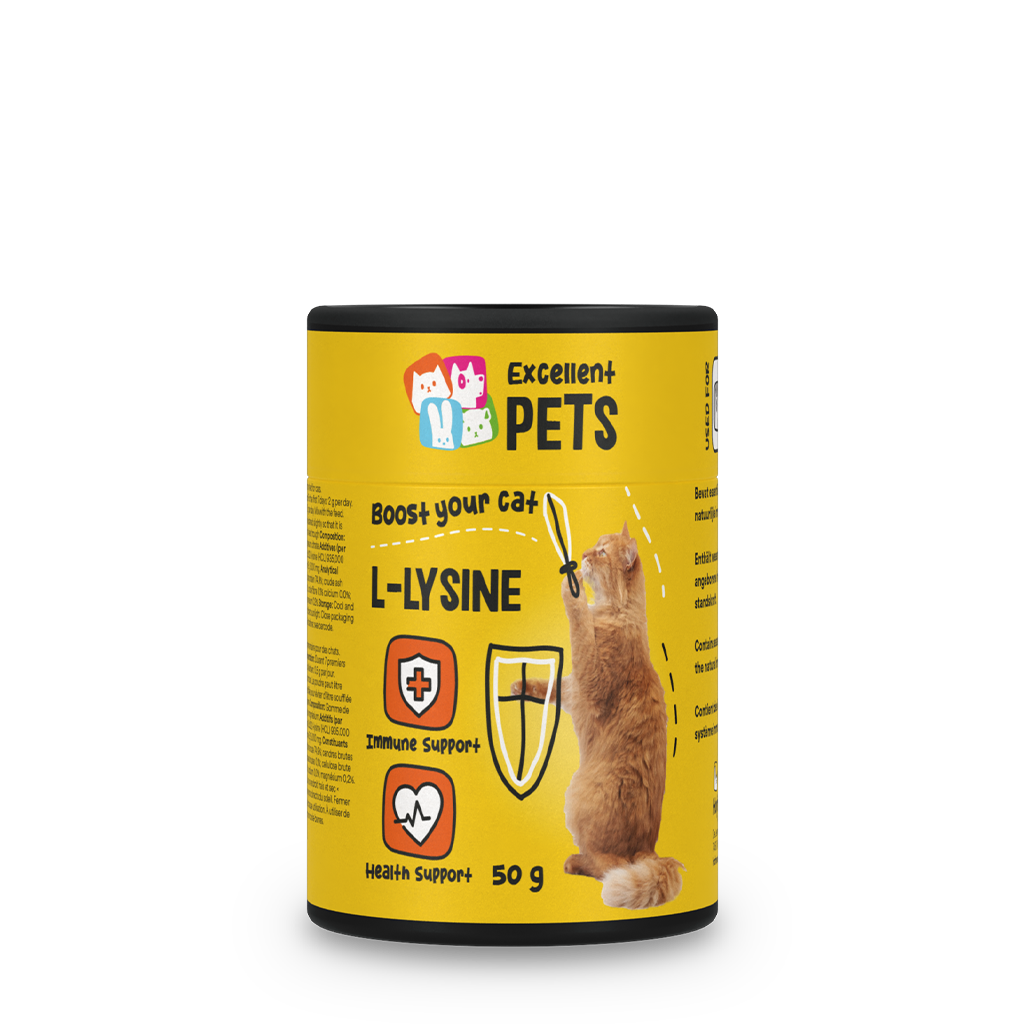 Excellent Pets L-Lysine aanvullend diervoeder voor katten.