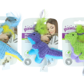 Pawise meow meow dinosaurus + catnip