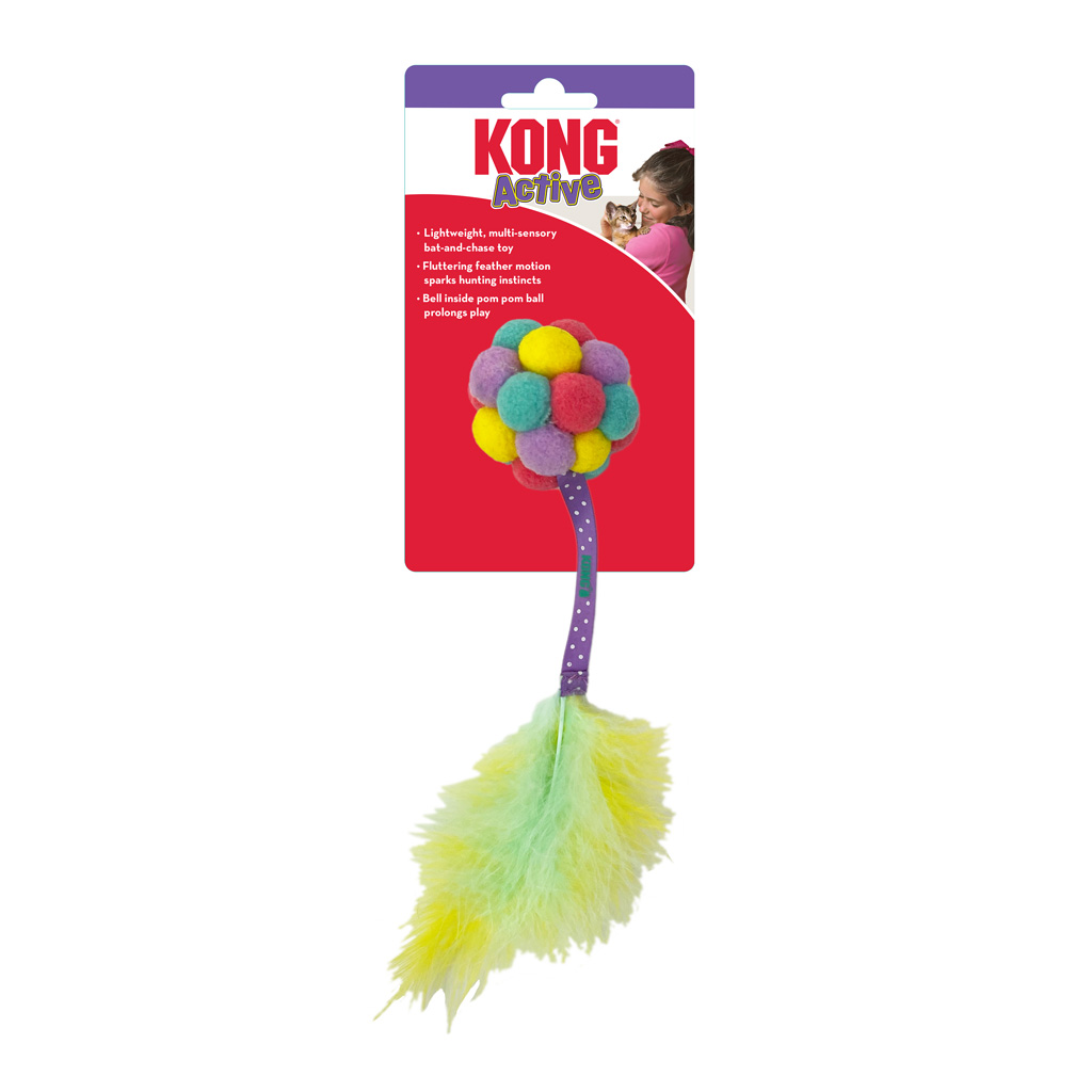 KONG Cat Active ball met pomponnen en rinkelend belletje