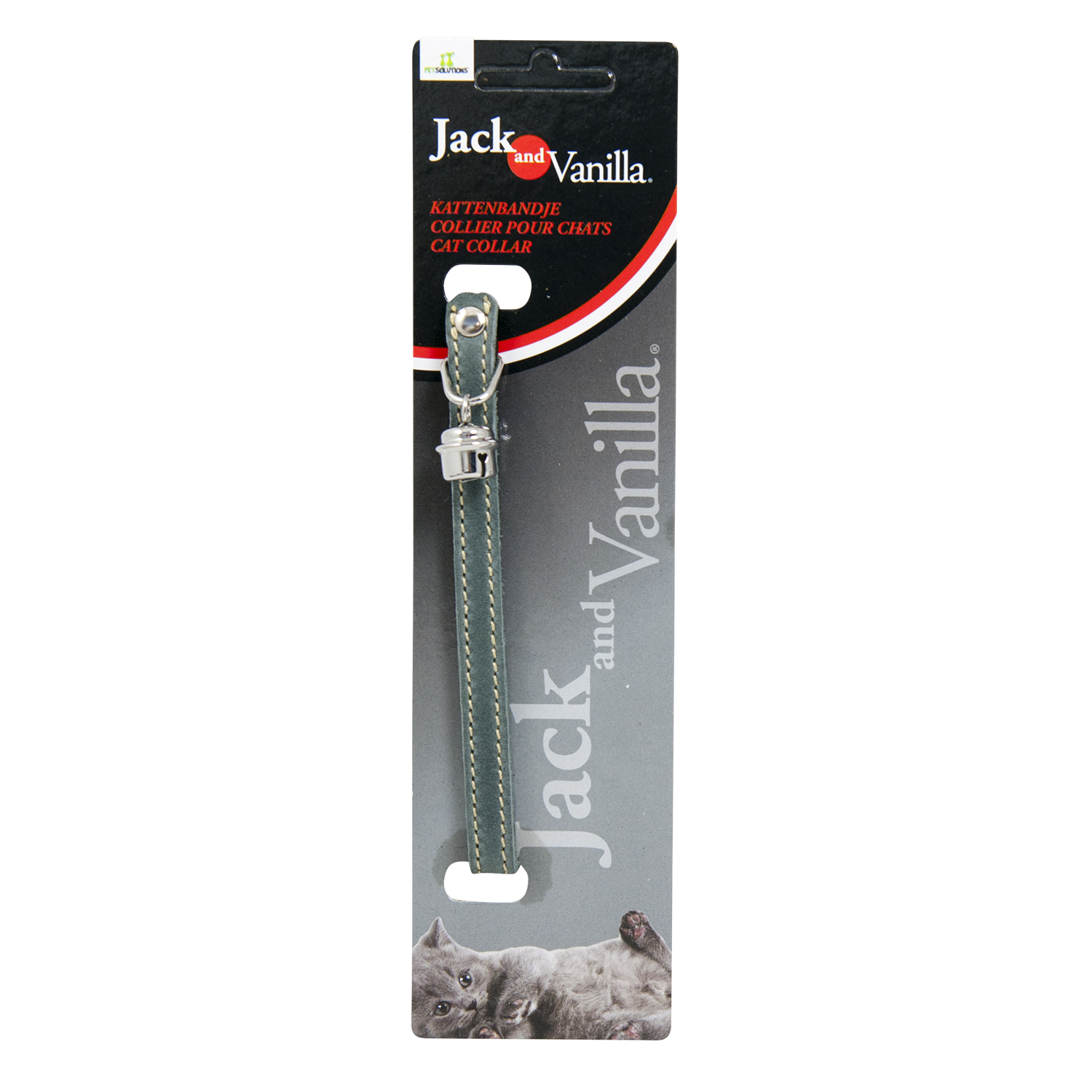 JV VETLEDER Kattenhalsband Grijs-10mmx30cm