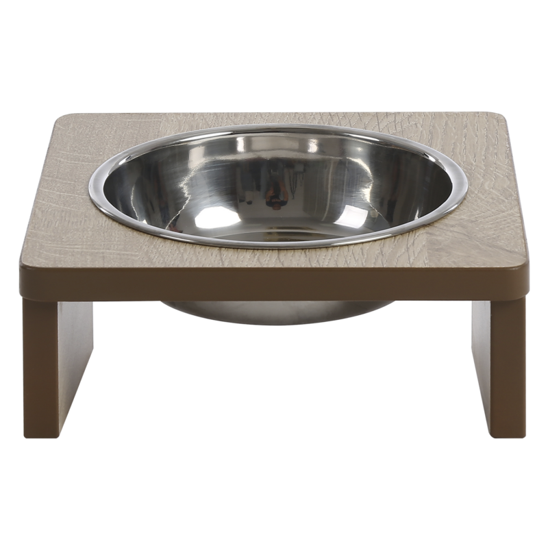 JV MOLLY Voerbak met houten Standaard Bruin-380ml