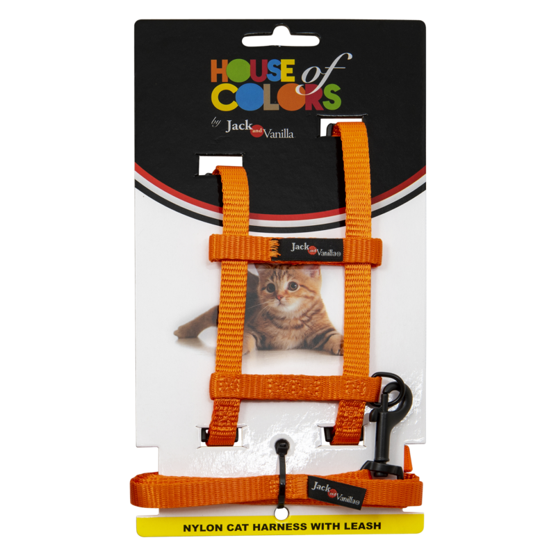 JV NYLON Kattentuigje met looplijn Oranje-10mmx120cm