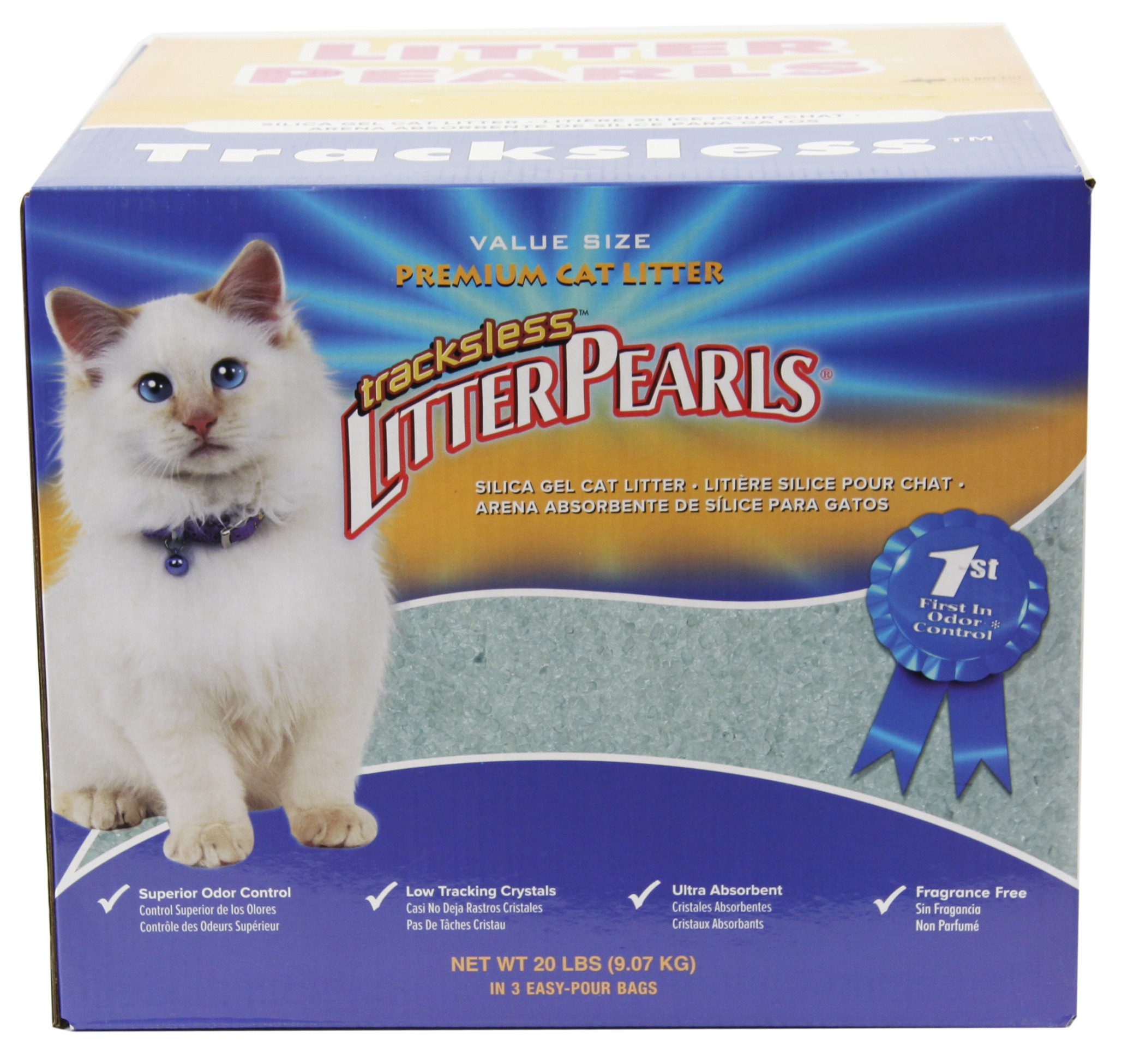 Crystal clear litter pearls trackless kattenbakvulling 18.6 LTR 8.9 KG