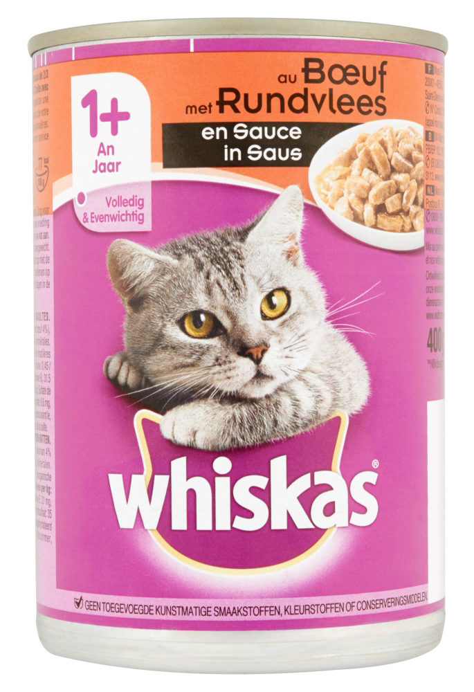 Whiskas blik adult rund in saus 12X400 GR