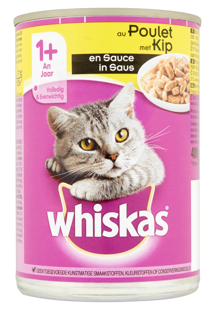 Whiskas blik adult brokjes in saus kip 12X400 GR