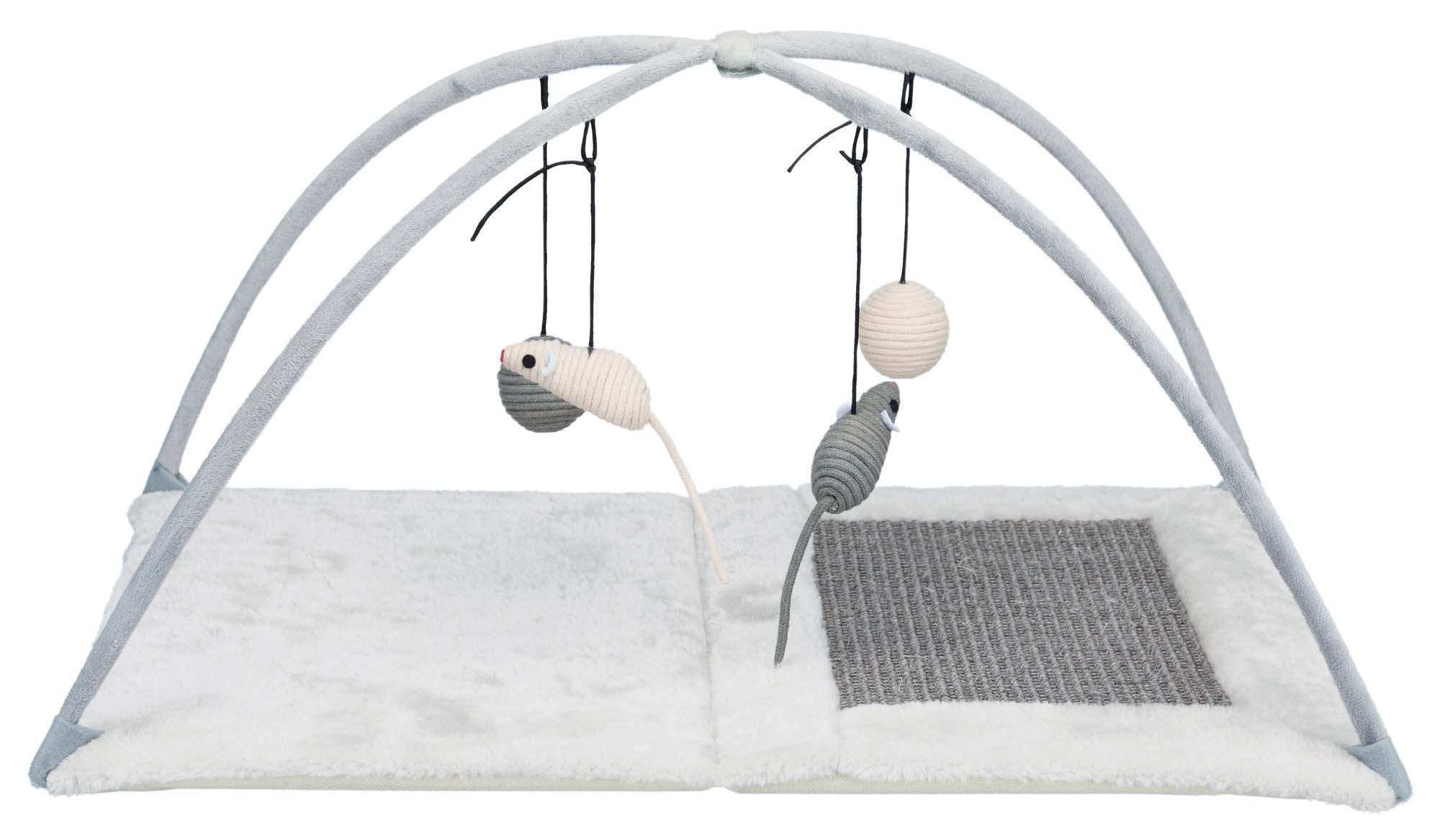 Trixie krabmat met speeltjes aan koord grijs 60X33X42 CM