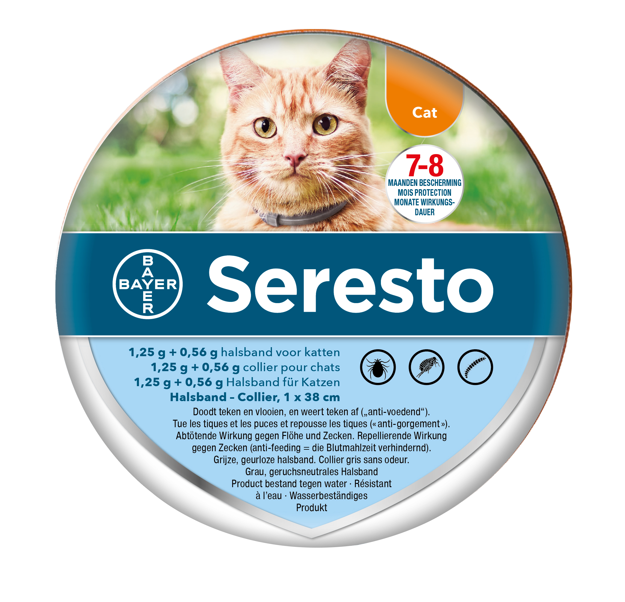 Seresto teken- en vlooienband kat 38 CM