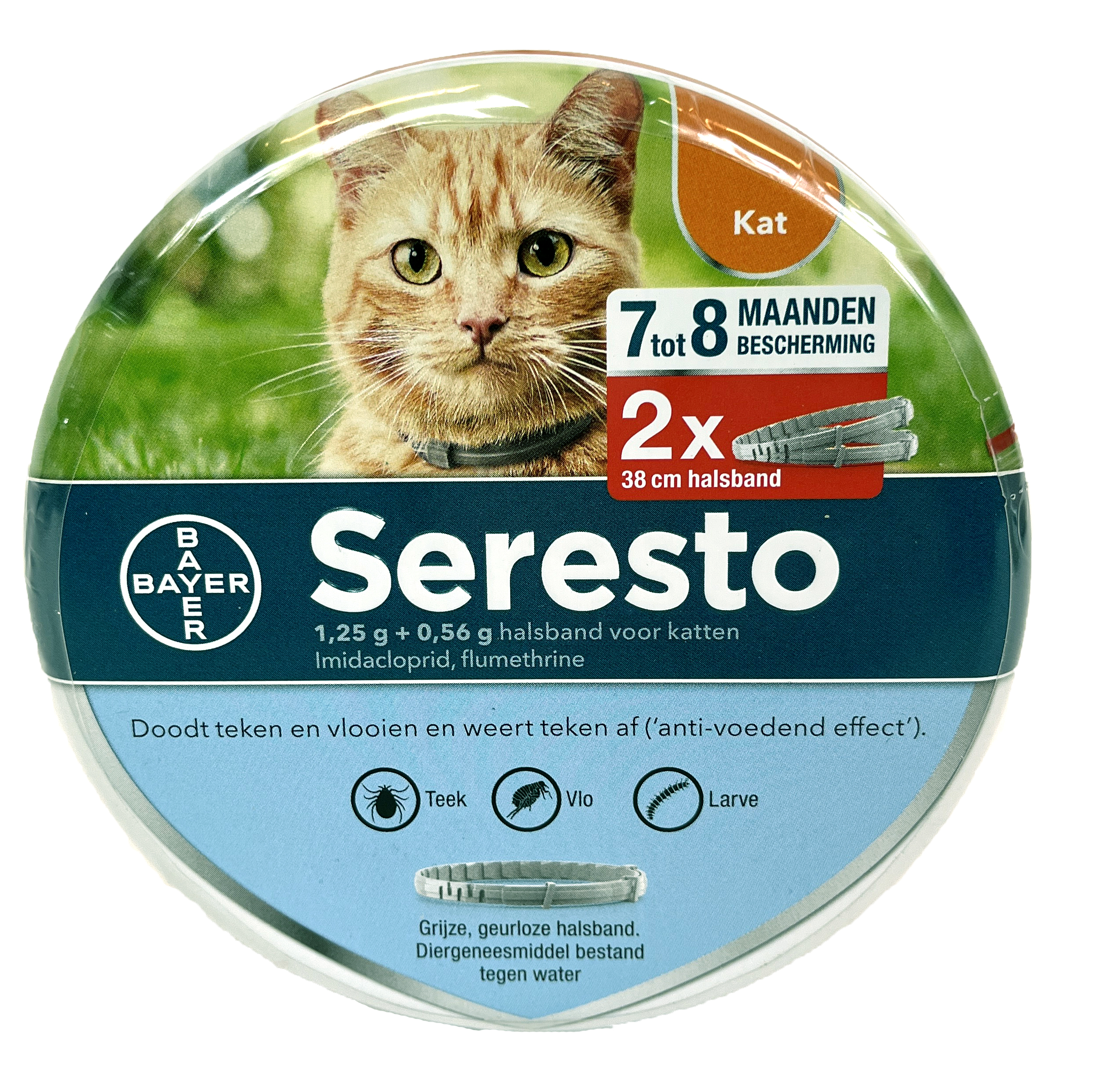 Seresto teken- en vlooienband kat 38 CM 2 ST