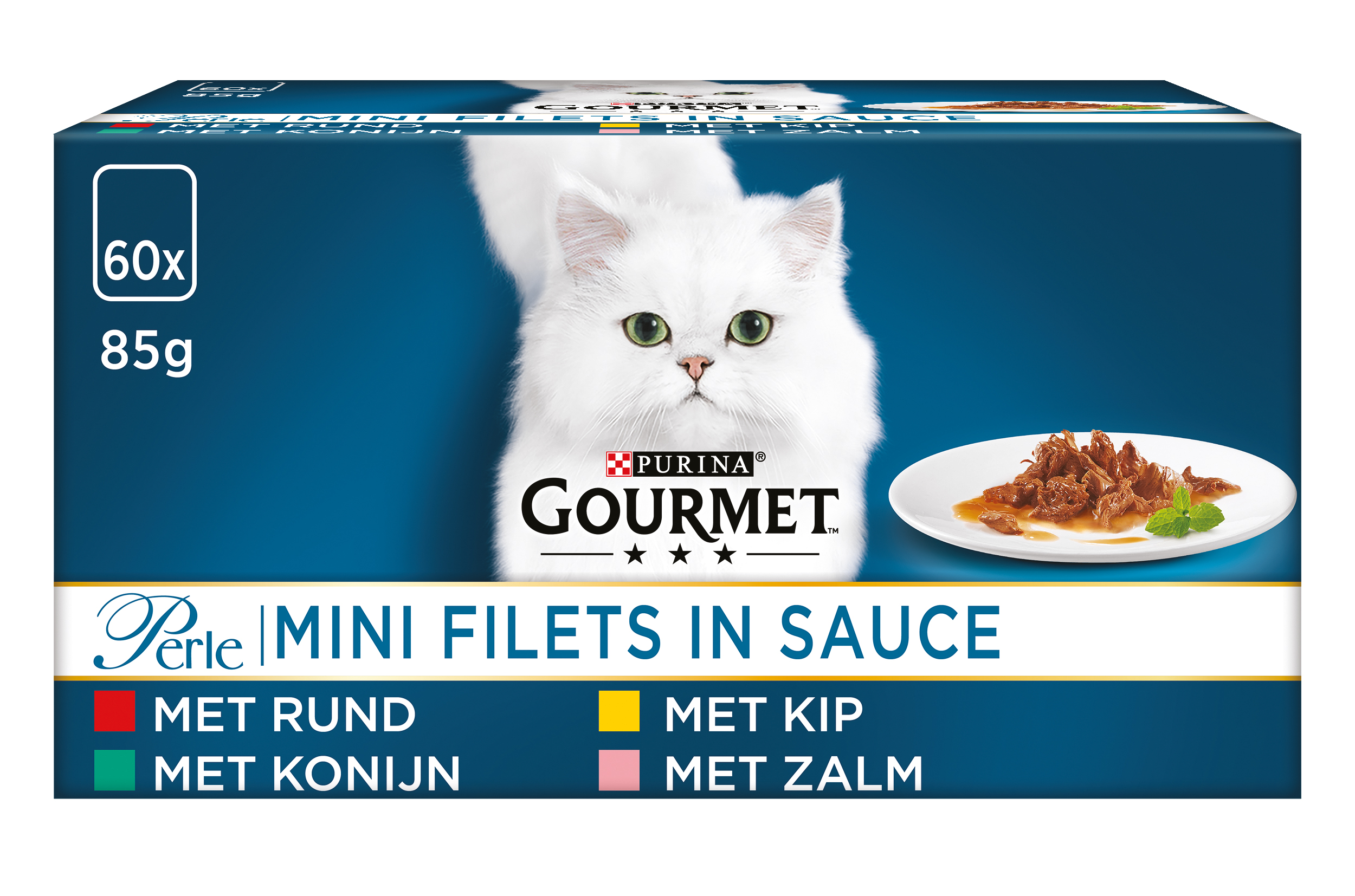 Gourmet perle mini filets in saus kip / konijn / rund / zalm 60X85 GR