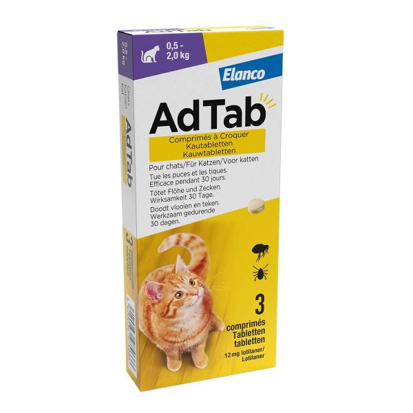 Adtab kauwtablet kat 0.5-2 KG 3 TBL