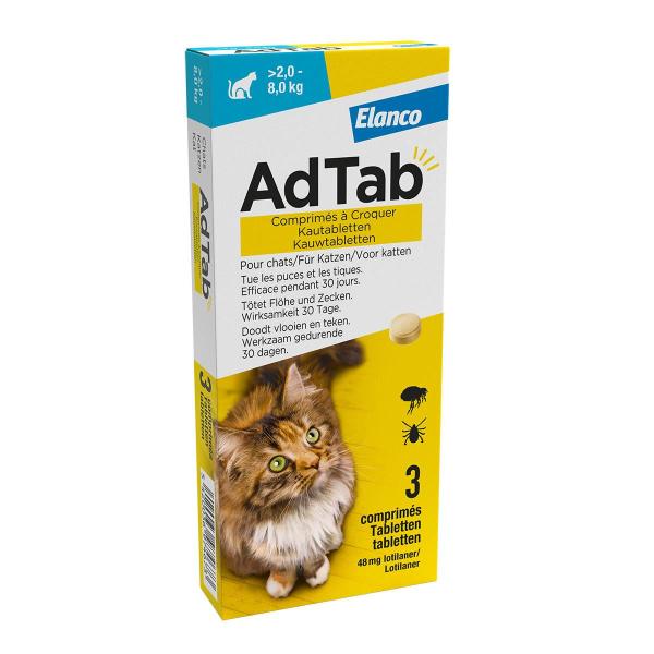 Adtab kauwtablet kat 2-8 KG 3 TBL