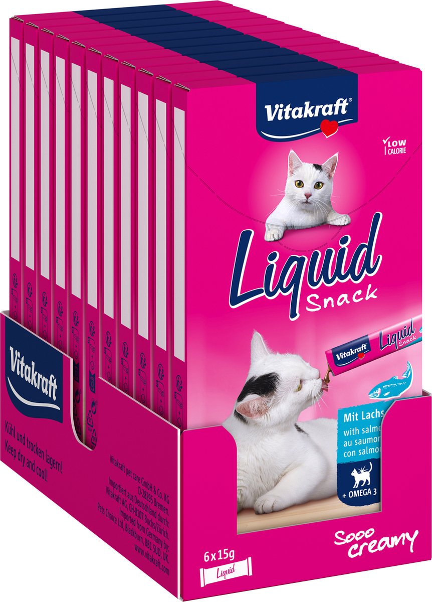 Vitakraft cat liquid snack zalm & omega 11X6 ST