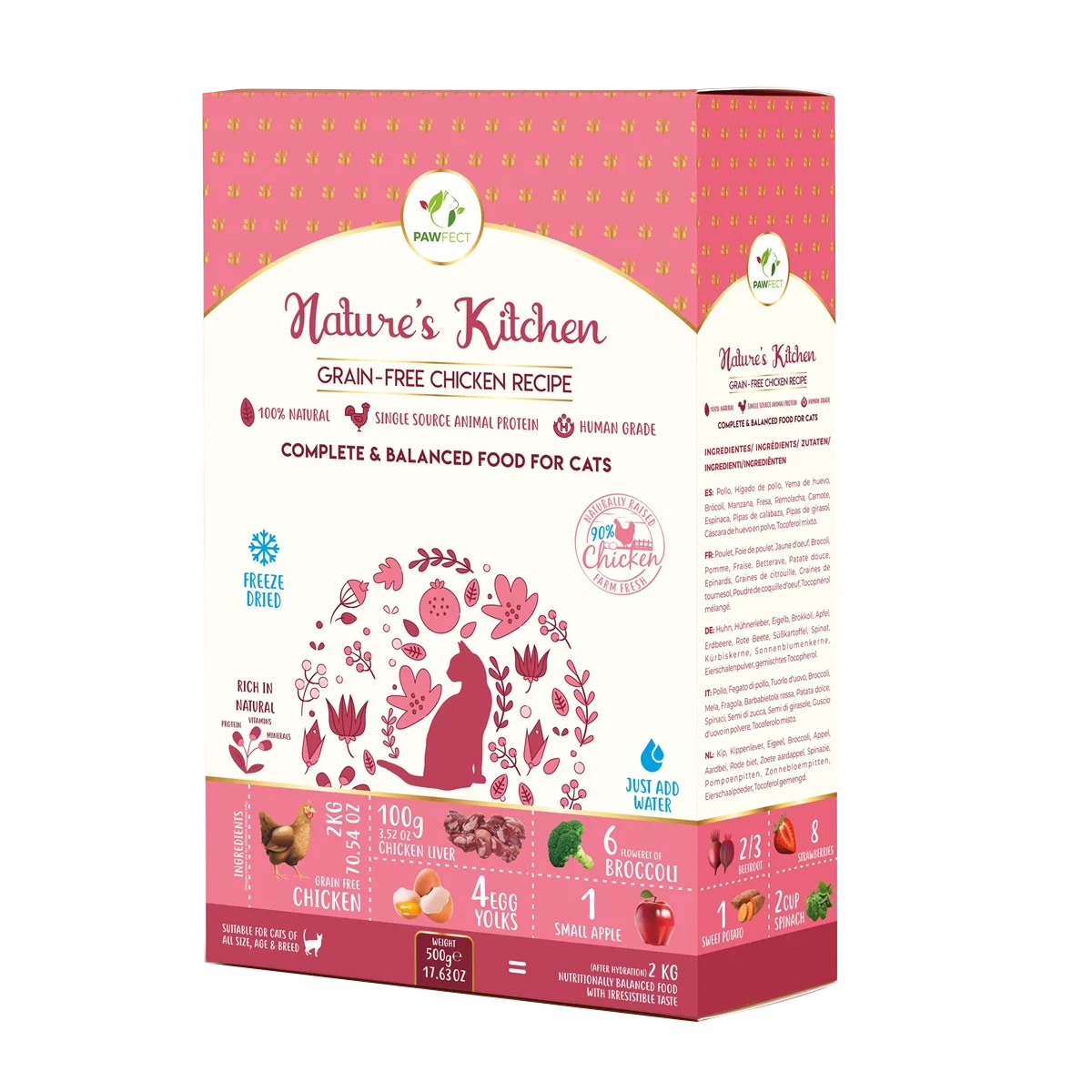Pawfect freeze dried foods cat chicken recipe 500 GR